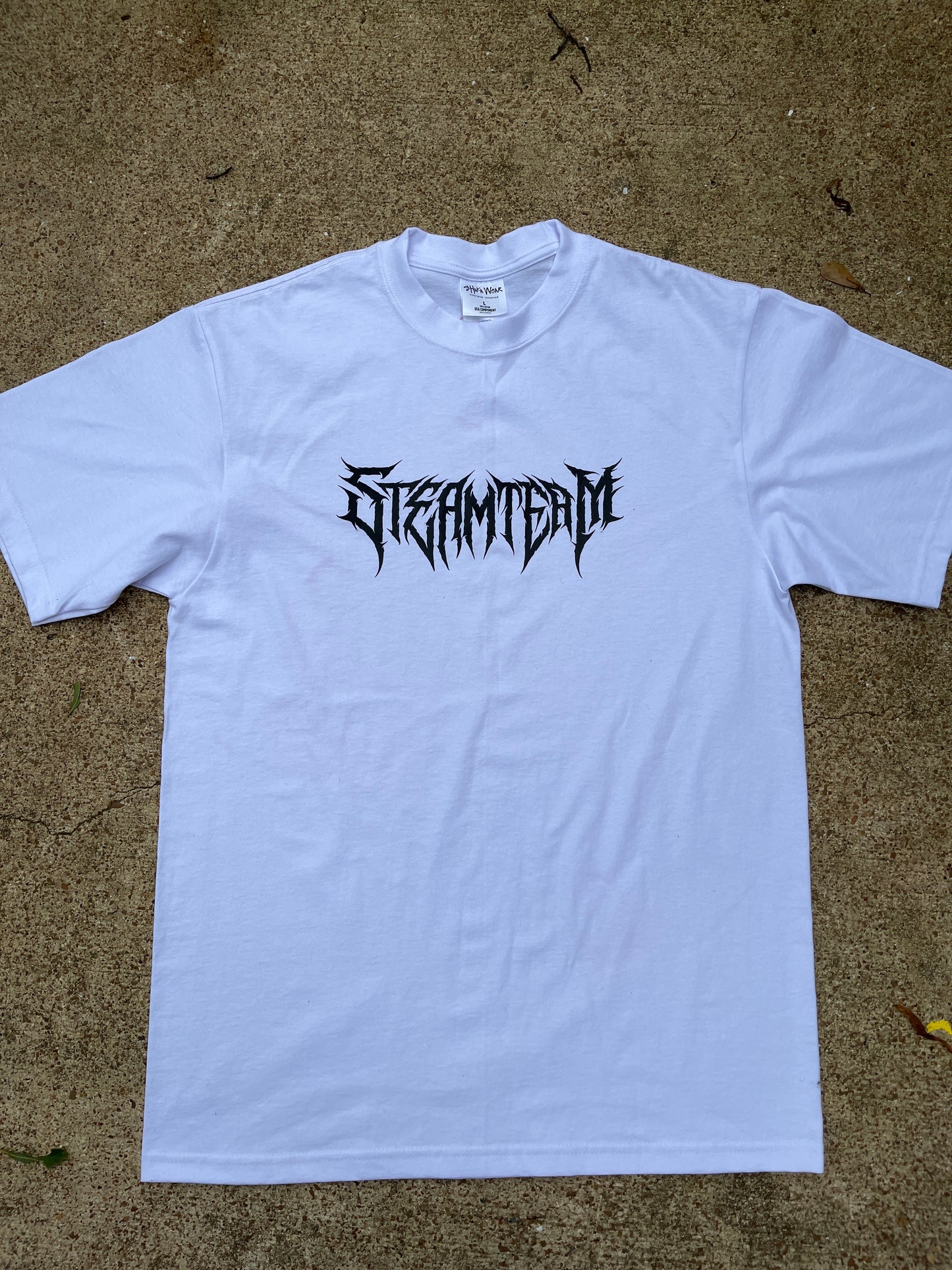 Steam Team Tee – White w/ Pink