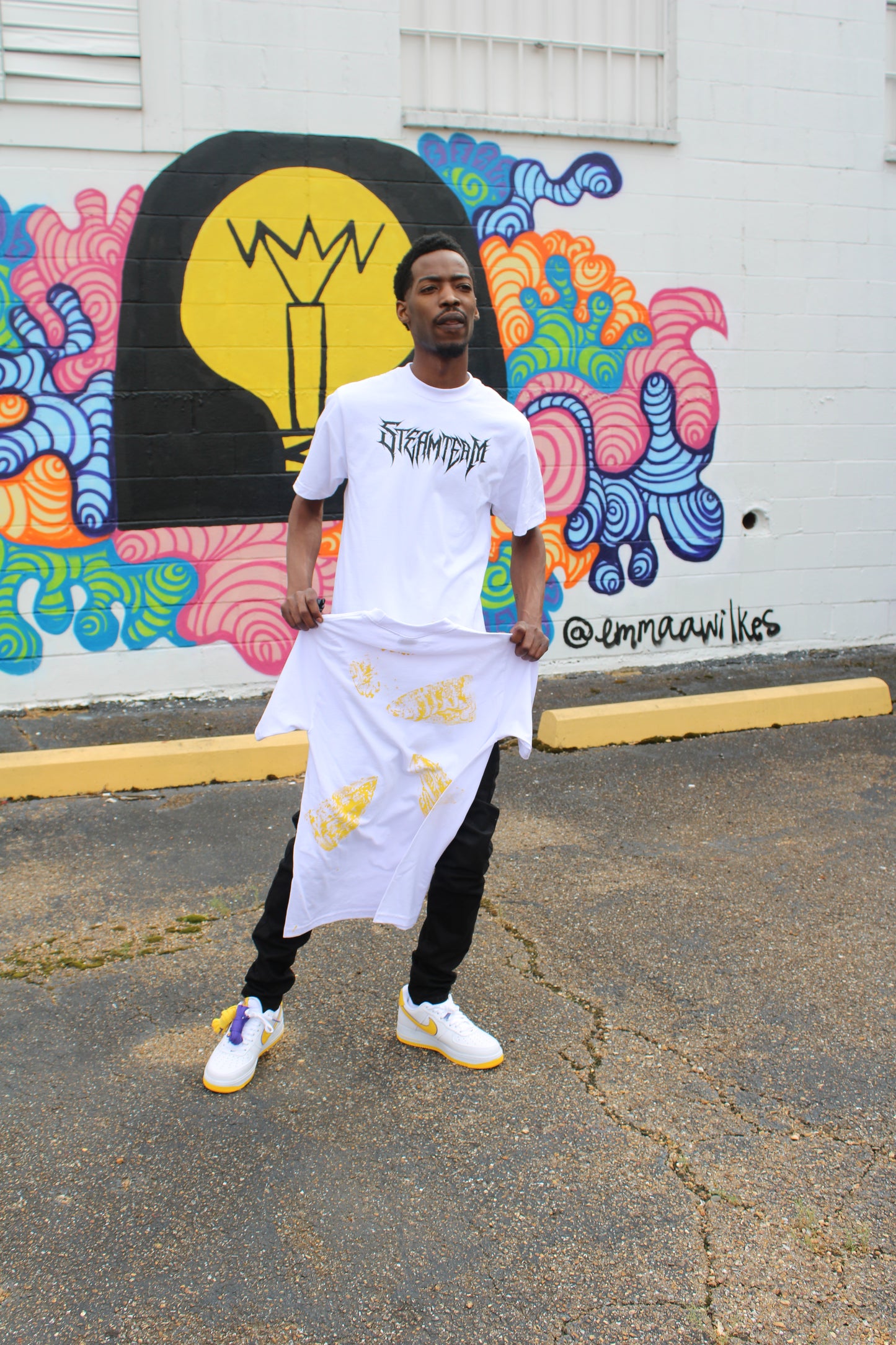 Steam Team Tee – White w/ Yellow